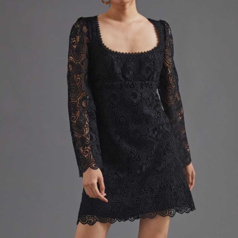 NWT Anthropologie Maeve black lace mini dress 8 MD